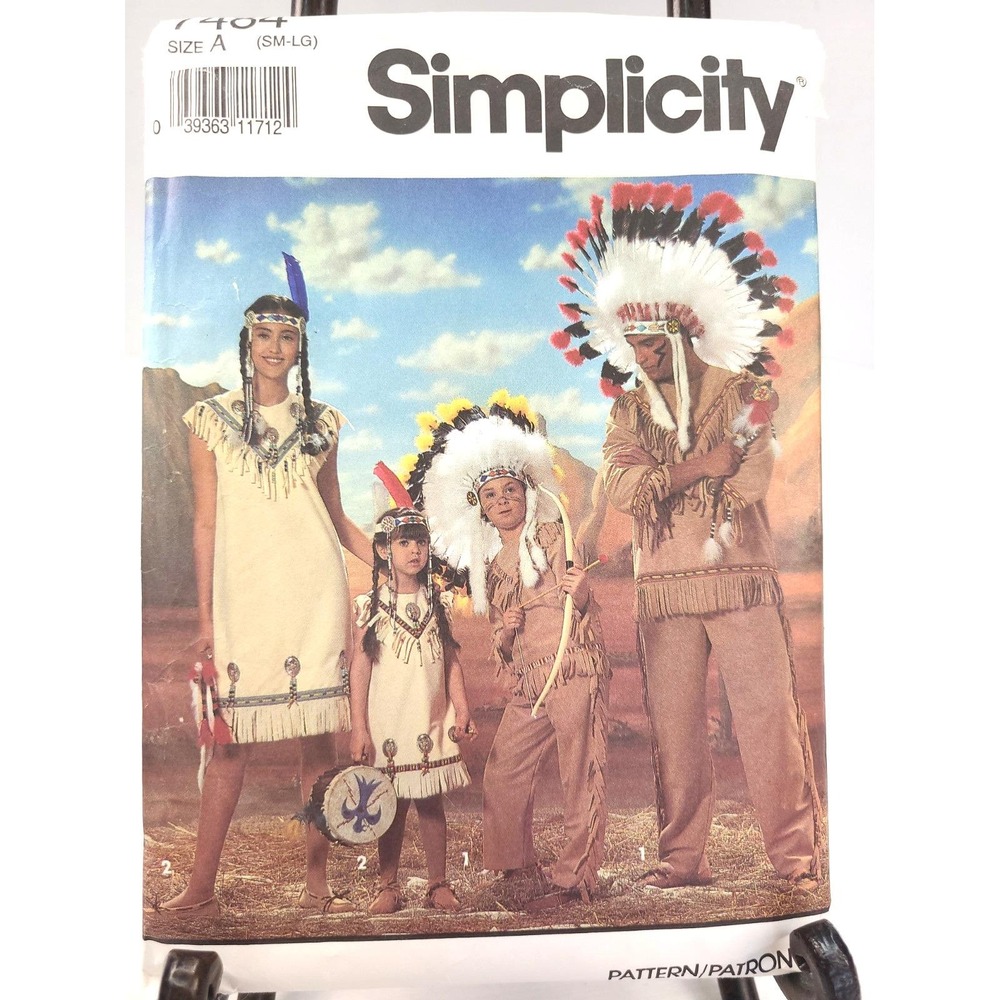 Simplicity 7484 Indian Native Headdress Costumes Pattern Child Multi Sz S-L Cut
